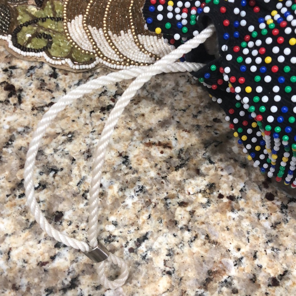 Multicolor Beaded Drawstring Pouch Bag EUC - image 6